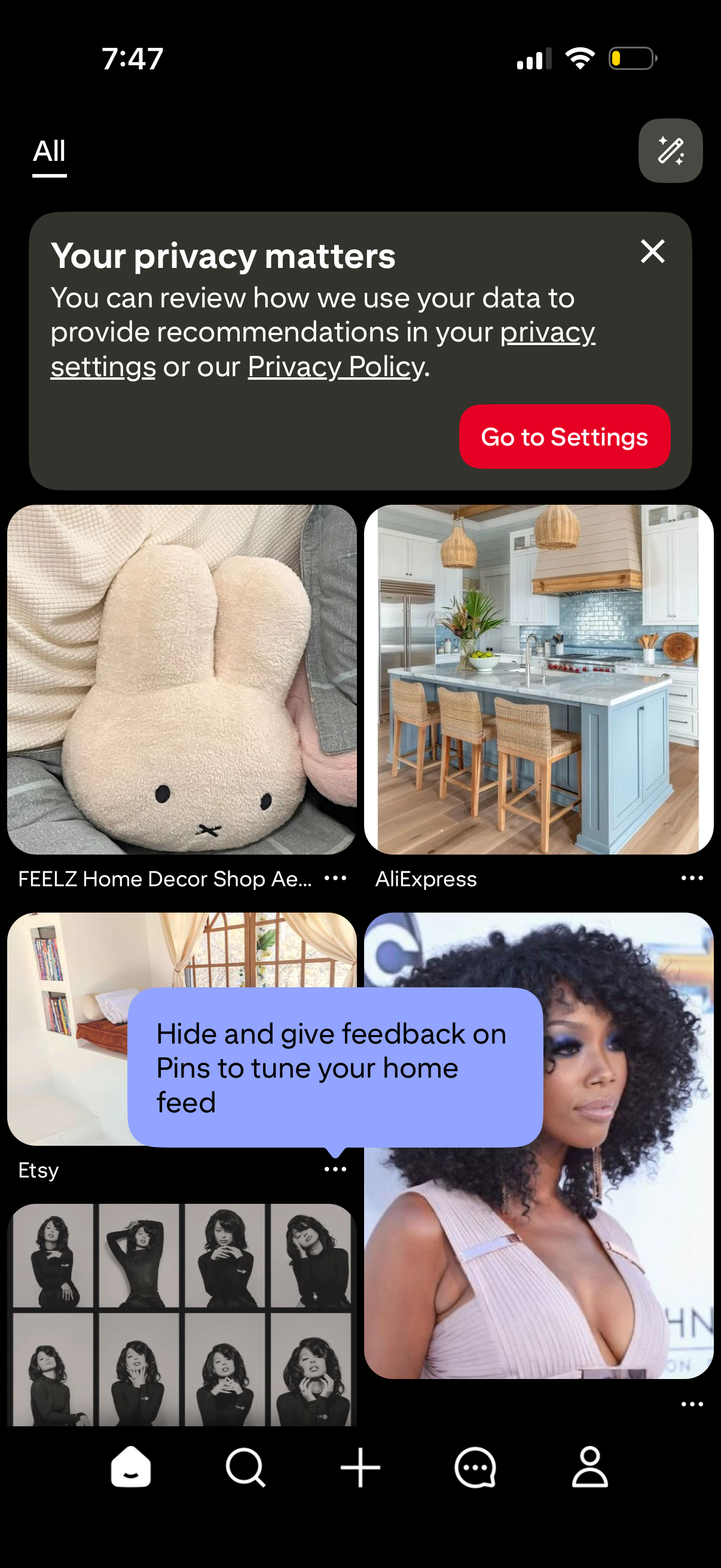 pinterest dashboard screenshot
